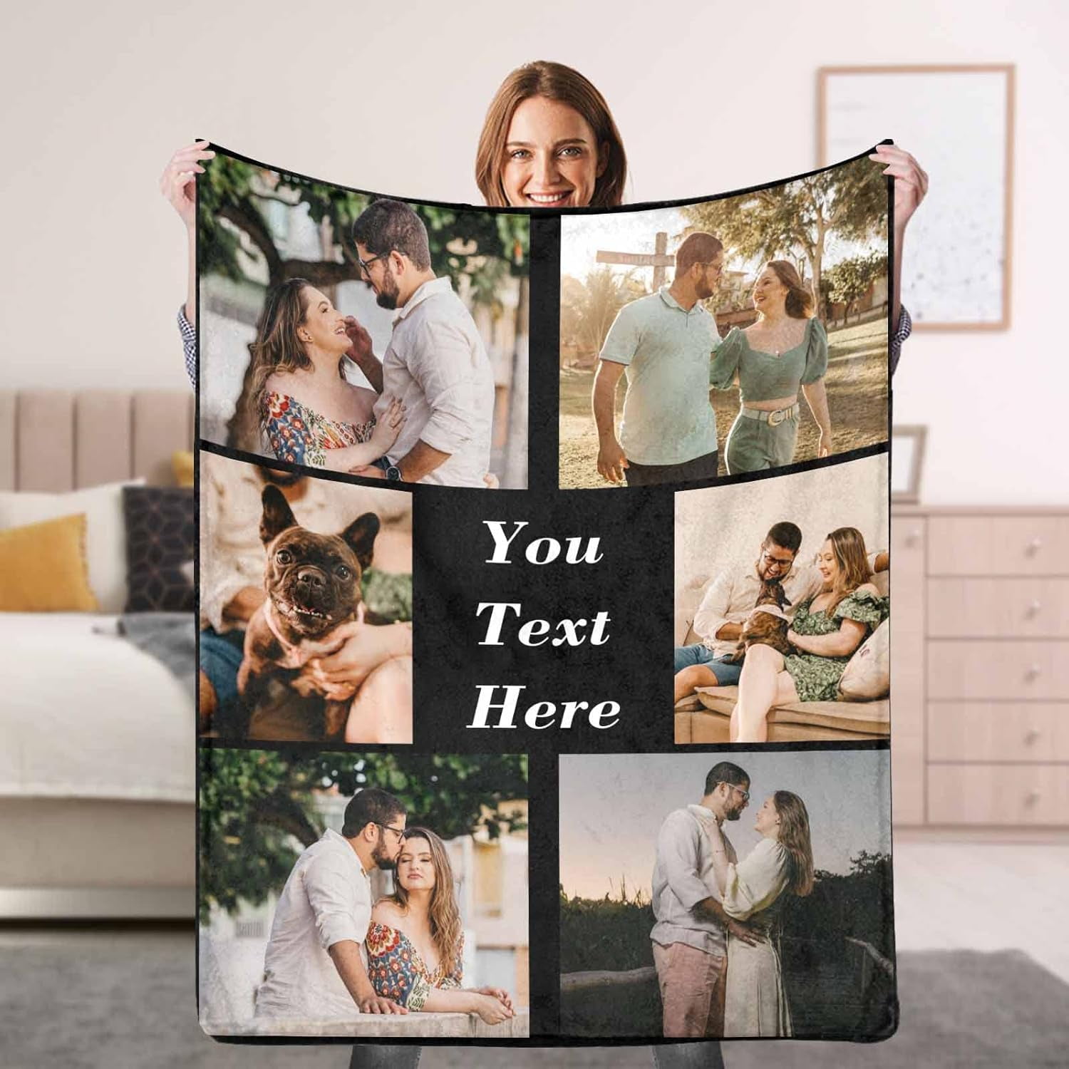 Custom Blankets with Photos, Personalized Picture Throw Blanket, Music