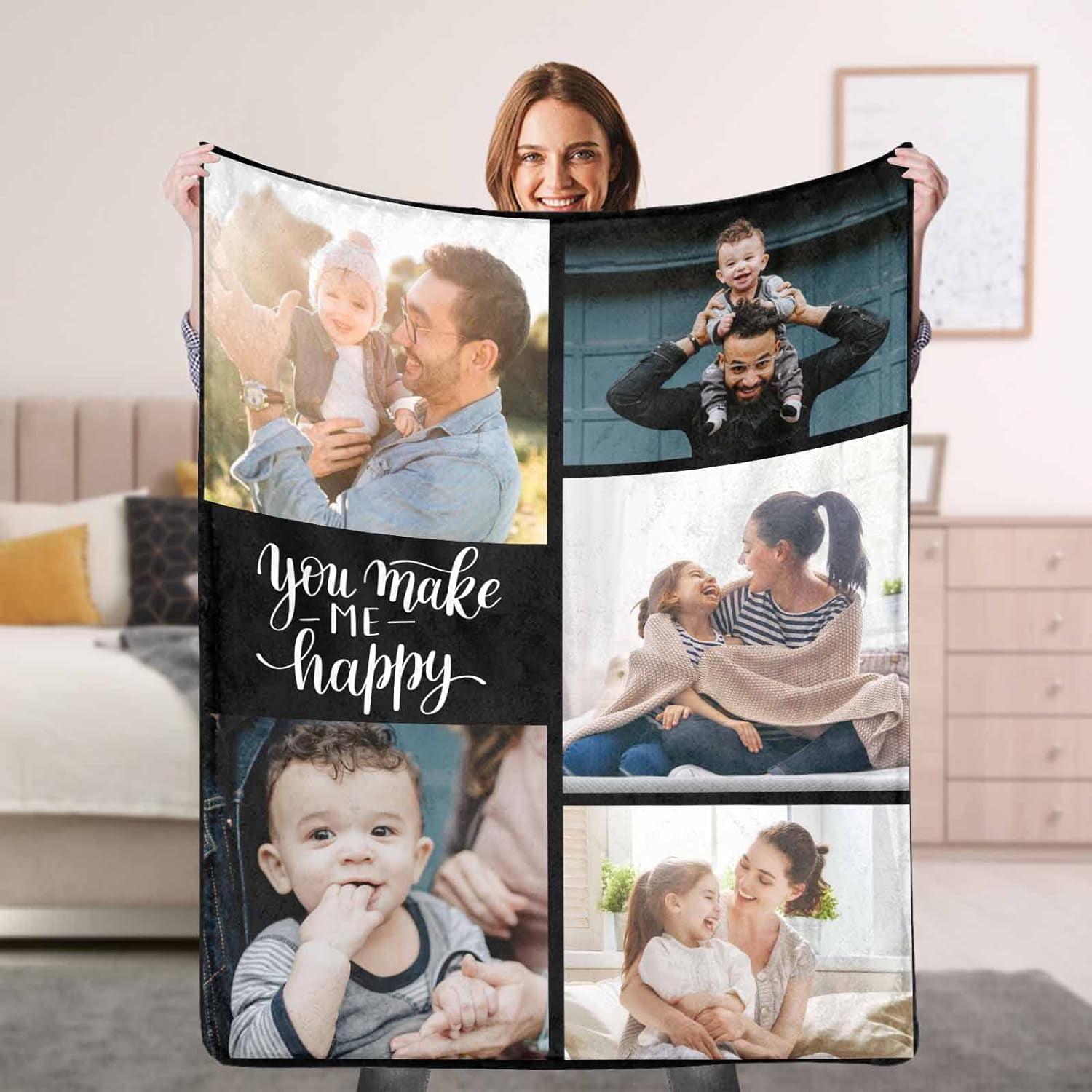 Custom Blankets with Photos, Personalized Picture Throw Blanket, Music