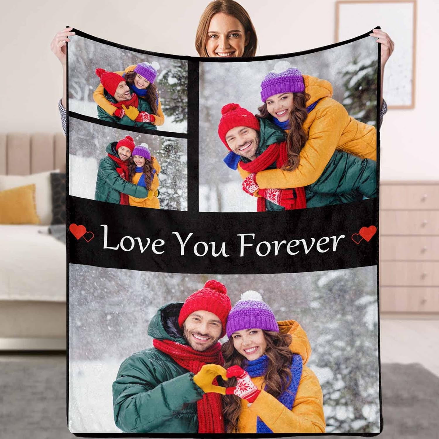 Custom Blankets with Photos, Personalized Picture Throw Blanket, Music