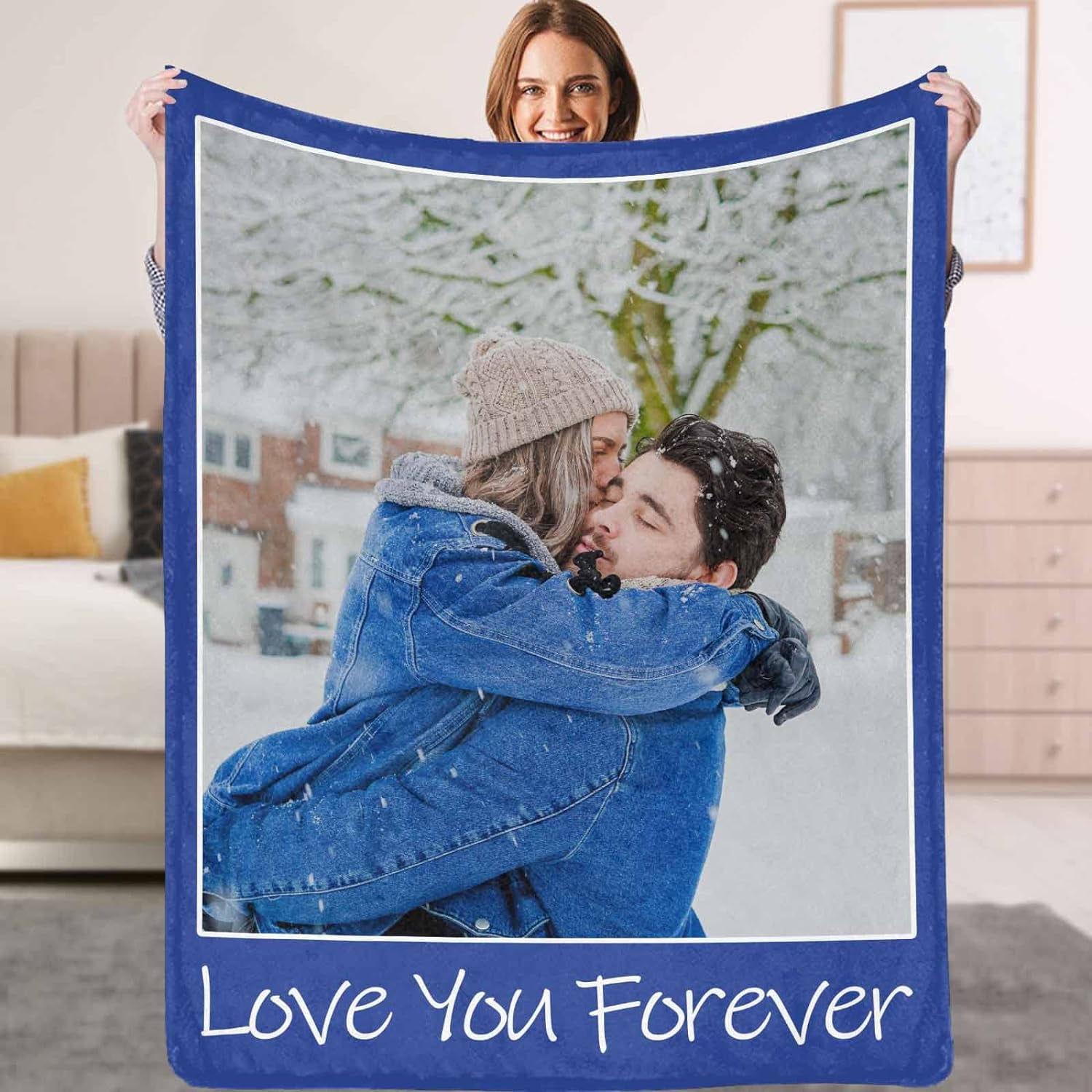 Custom Blankets with Photos, Personalized Picture Throw Blanket, Music