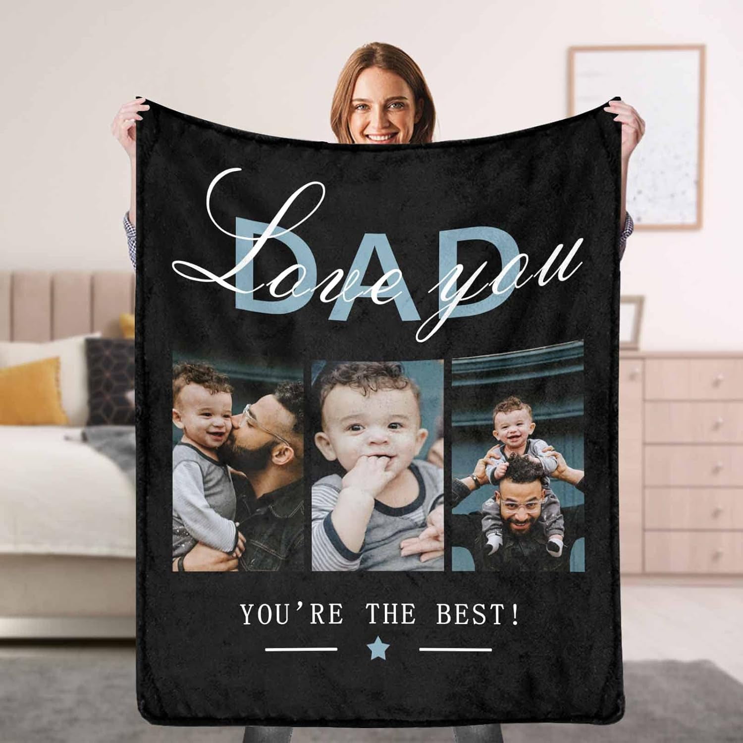 Custom Blankets with Photos, Personalized Picture Throw Blanket, Music