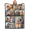 thumbnail image 1 of Custom Blankets with Photos and Text Personalized Flannel Throw Blankets Customized Memorial Blanket Gifts for Adult Couple Family Wedding Christmas Birthday Valentines Day Black 50"x40", 1 of 6