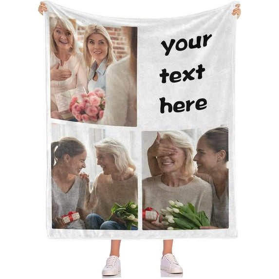 Custom Blankets with Photos Personalized Blanket Flannel Throw Blanket House Warming Gifts New Home Memorial Picture Gifts for Family Friends