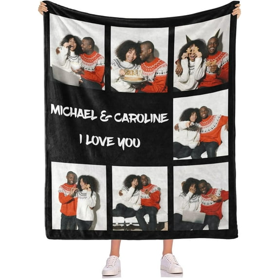 Custom Blankets with Photos Personalized Blanket Flannel Throw Blanket House Warming Gifts New Home Memorial Picture Gifts for Family Friends