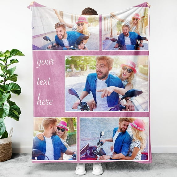 Custom Blankets with Photos Text, Customized Picture Blankets, Personalized Blanket with 1 Photos Pictures Using My Own Photos