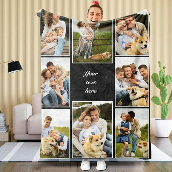 Custom Blankets with Photos Text, Customized Picture Blankets, Personalized Blanket with 1 Photos Pictures Using My Own Photos