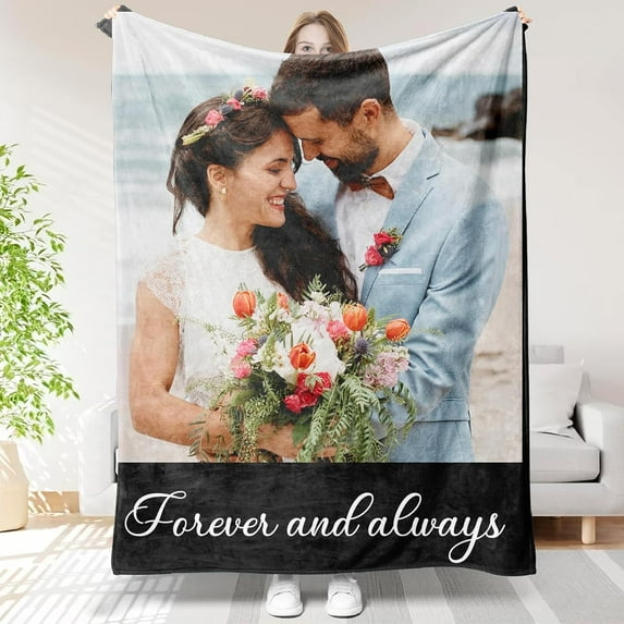 Custom Blankets with Photos Text, Customized Picture Blankets, Personalized Blanket with 1 Photos Pictures Using My Own Photos
