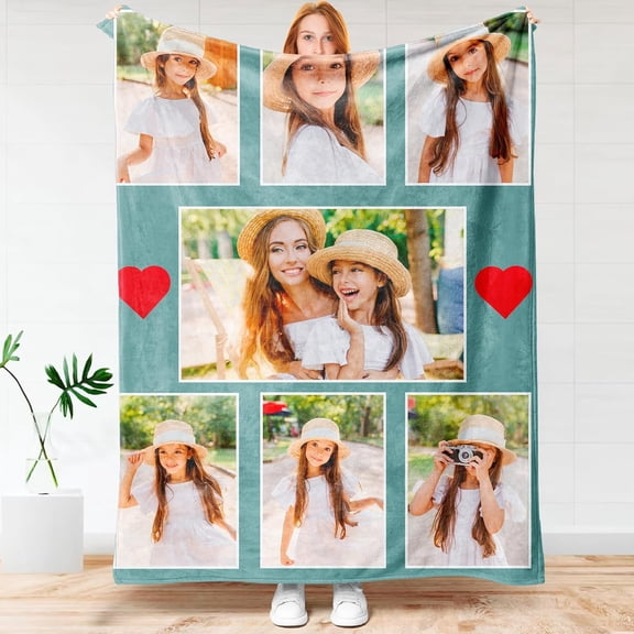 Custom Blankets with Photos Text, Customized Picture Blankets, Personalized Blanket with 1 Photos Pictures Using My Own Photos