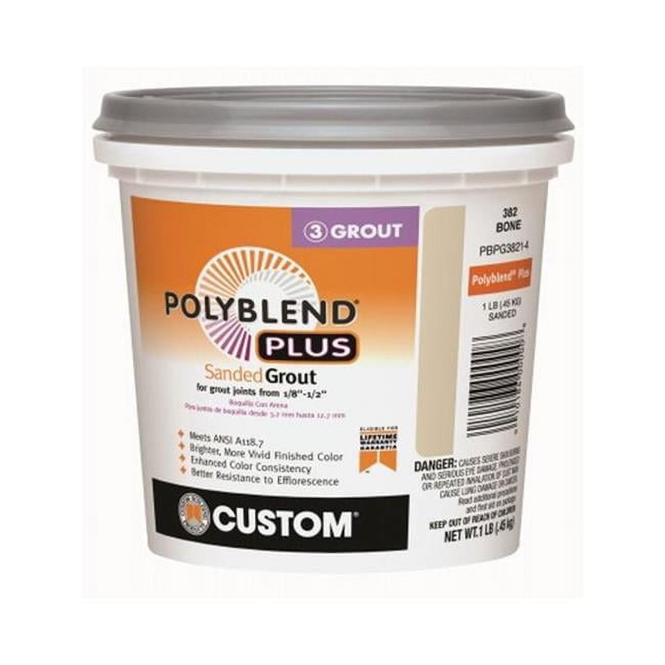 Polyblend Plus Bone Sanded Grout for Tile, 1 lb