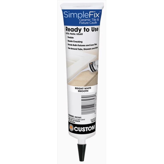 Simplefix Ceramic Tile & Fixture Caulk - Waterproof Multi-Purpose - 5.5 Oz, Bright White