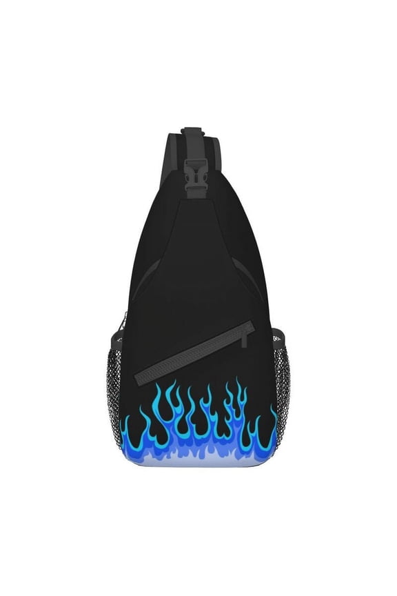 Fashion Red Hot Fire Racing Flames Crossbody Sling Backpack Men Shoulder Chest Bags for Camping Biking