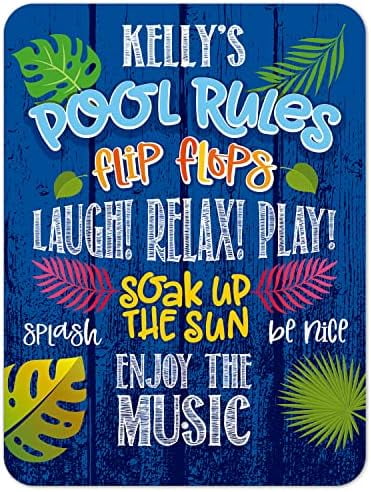 Custom Blue Pool Rule Signs, Personalized Sign for Pool, for, Family ...