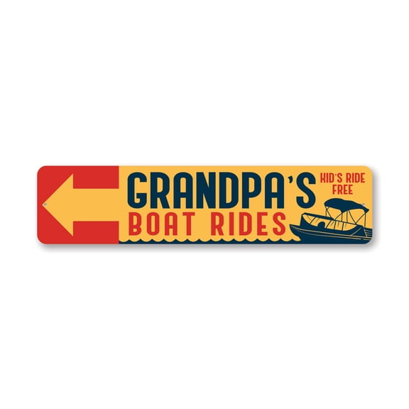 Custom Boat Rides Aluminum Metal Decor Sign - 4x18 inches