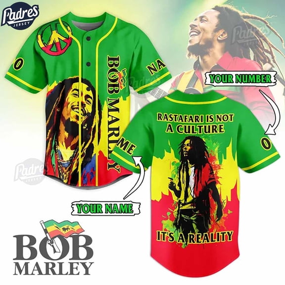 Custom Bob Marley Rastafari Is Not A Culture It's A Reality Baseball Jersey