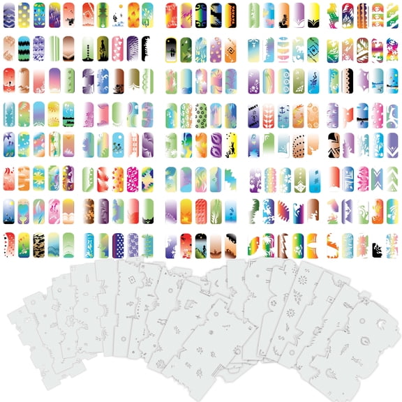 Custom Body Art Airbrush Nail Stencils - Design Series Set # 4 includes 20 Individual Nail Templates with 16 Designs