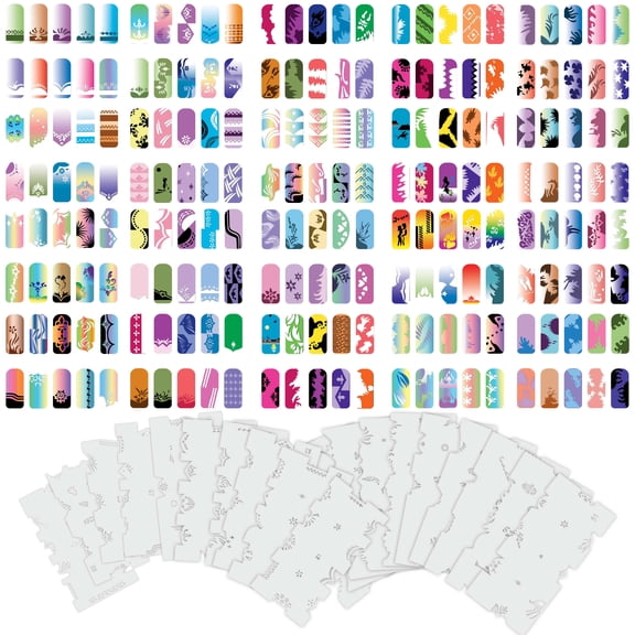Custom Body Art Airbrush Nail Stencils - Design Series Set # 5 includes 20 Individual Nail Templates with 13 Designs