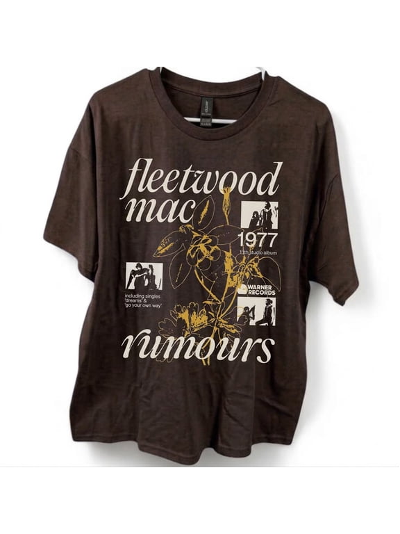 Custom Boho Fleetwood Mac 1977 Album Graphic Shirt Brown Tee Gildan 5000