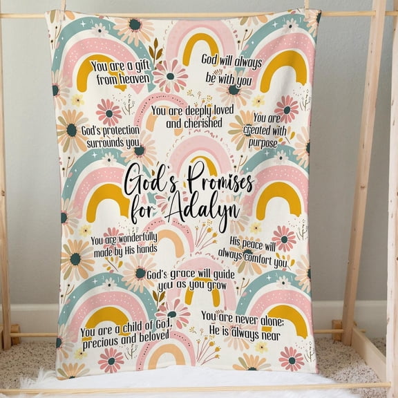 Custom Boho Rainbow Throw Blanket – Personalized Name, Christian Scripture Gift, Inspirational Decor