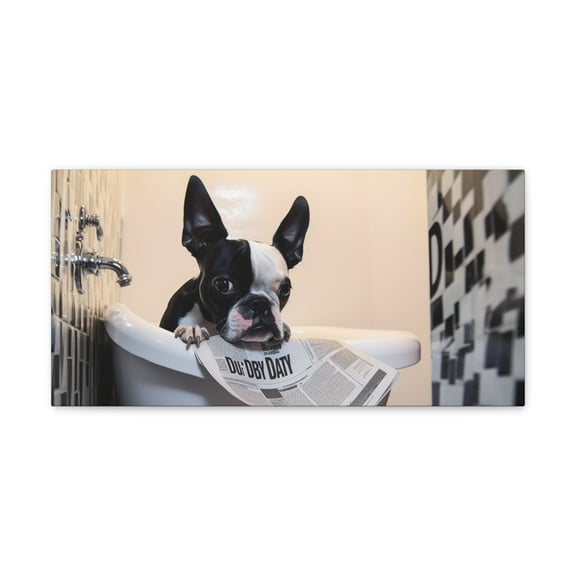 Custom Boston Terrier Bathroom Art