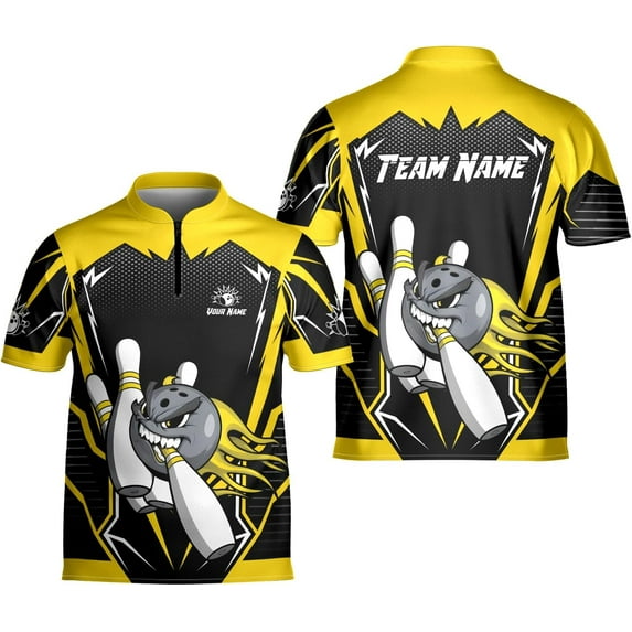 Custom Bowling Jersey for Men & Women - Style Shirts for Team (Yellow, XL)