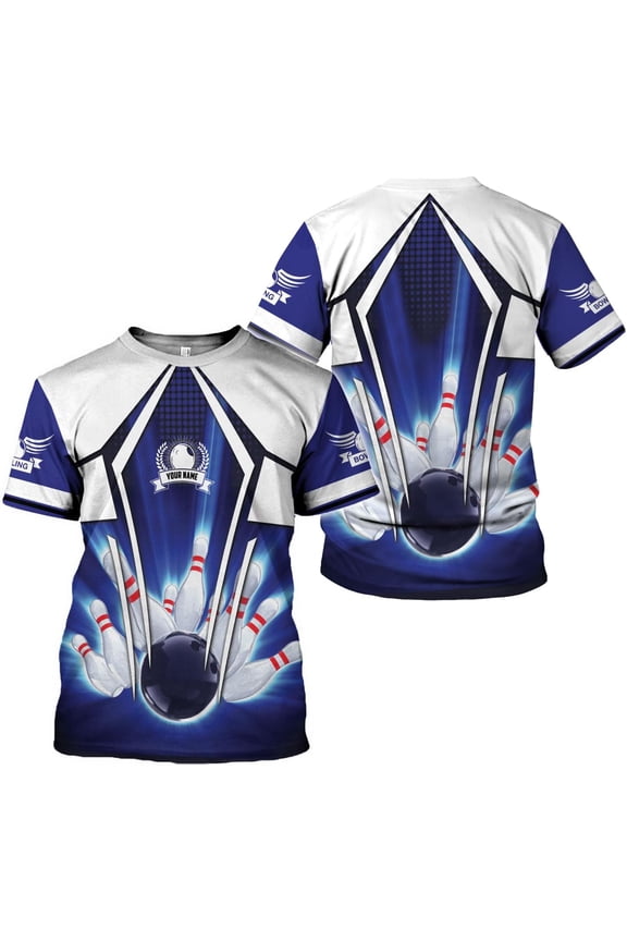 Custom Bowling Shirts, Personalized Name Bowling Shirts Unisex, Bowling Jerseys for Men & Women, Team Bowling Shirt Gift (Blue, M)