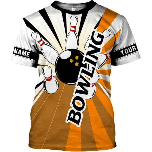 Custom Bowling Shirts, Personalized Name Bowling Shirts Unisex, Bowling Jerseys for Men & Women, Team Bowling Shirt Gift (Orange, S)
