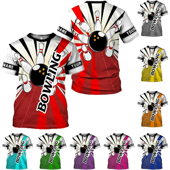 Custom Bowling Shirts, Personalized Name Bowling Shirts Unisex, Bowling Jerseys for Men & Women, Team Bowling Shirt Gift (Red, S)