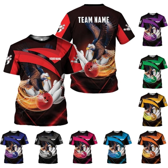 Custom Bowling Shirts, Personalized Name Bowling Shirts Unisex, Bowling Jerseys for Men & Women, Team Bowling Shirt Gift (Red, S)