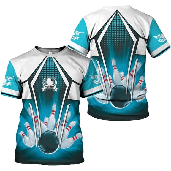 Custom Bowling Shirts, Personalized Name Bowling Shirts Unisex, Bowling Jerseys for Men & Women, Team Bowling Shirt Gift (Teal, 2XL)