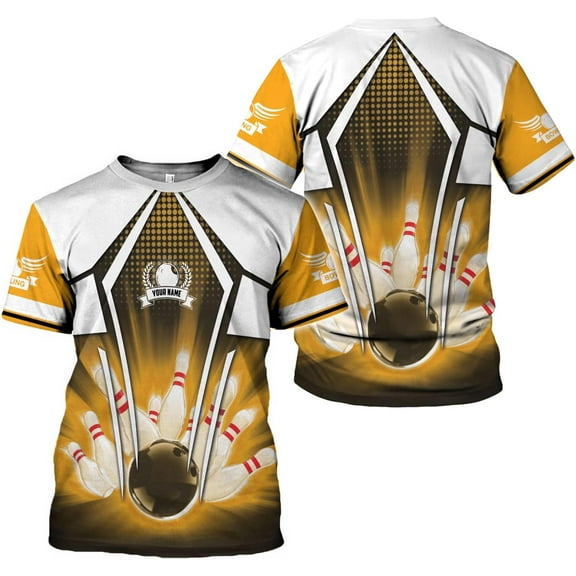 Custom Bowling Shirts, Personalized Name Bowling Shirts Unisex, Bowling Jerseys for Men & Women, Team Bowling Shirt Gift (Yellow, L)