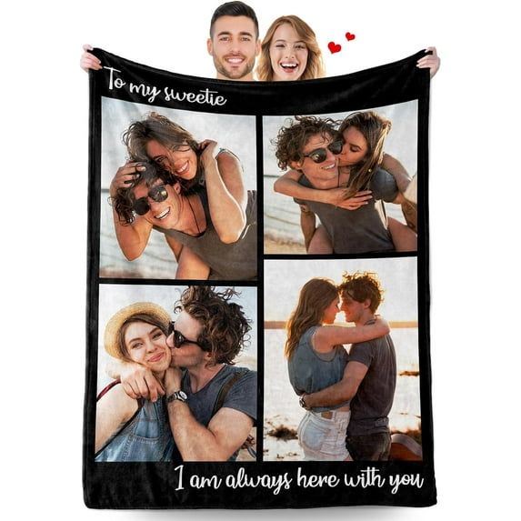 Custom for Boyfriend Girlfriend, Personalized Couple Blanket, Customized Blanket with Photo, Birthday Valentines Gifts for Wife Girlfriends from Husband Boyfriends