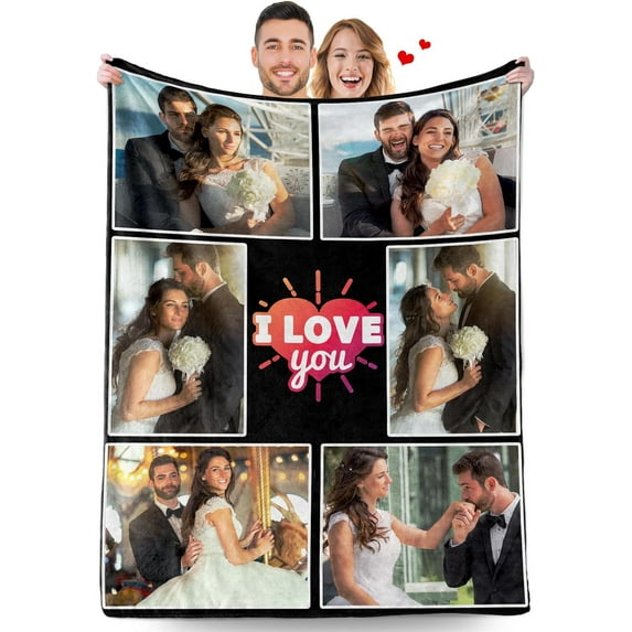 Custom for Boyfriend Girlfriend, Personalized Couple Blanket, Customized Blanket with Photo, Birthday Valentines Gifts for Wife Girlfriends from Husband Boyfriends