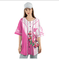 thumbnail image 1 of Custom Breast Cancer Awareness Jersey – Pink Ribbon Baseball Shirt with Floral & Hummingbird Design – Personalized Support Top, 1 of 4