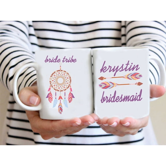 Custom Bride Tribe Mug Custom Dream Catcher Bride Tribe Coffee Mug Custom Bridesmaid Mug B