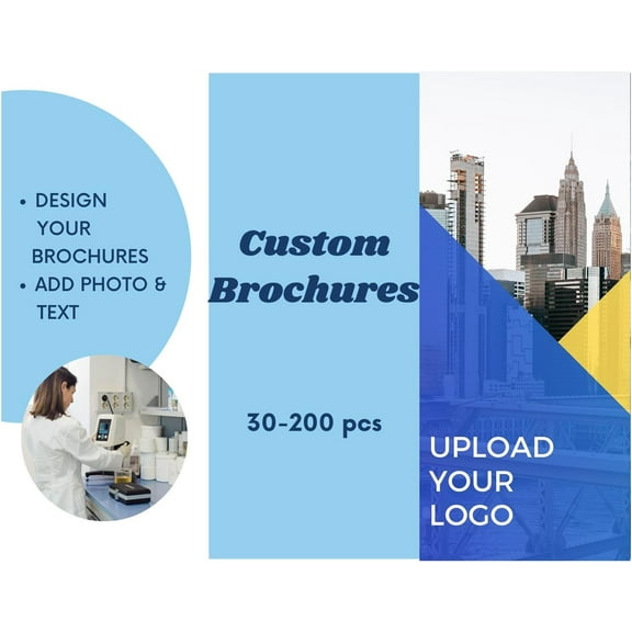 Custom Brochures for Business,Double-Sided Printing Tri-Fold Glossy Paper,3 Sizes,30-200 pcs,Perfect for Businesses & Events,Upload Your Image/Logo Design.