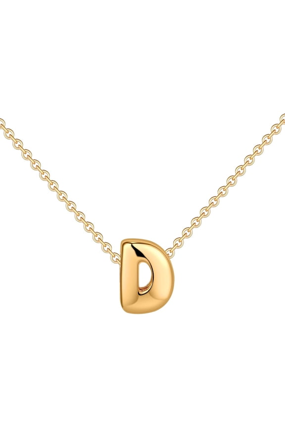 Custom Bubble 3D Letter Necklace Name Beads Necklace 18K Gold Plated Dainty Initial Personalized Necklace For Women Mom Mother Girlfriend Initial Alphabet A-Z[o3294]