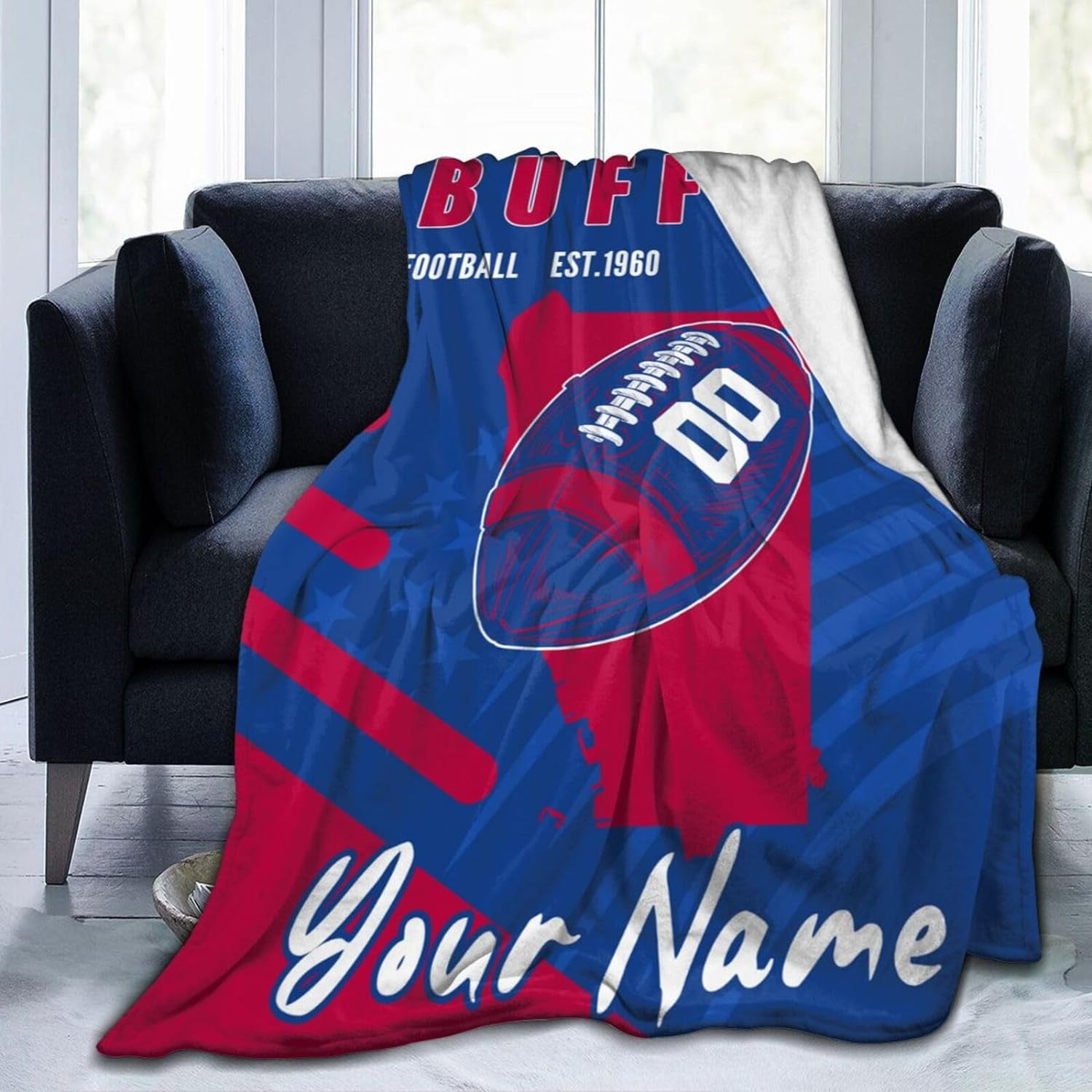 Custom Buffalo Blanket Gifts for Men Women Personalized Fans Add Name and Number Throw Blankets