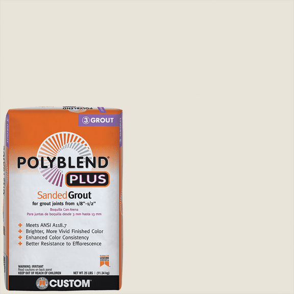 Custom Building Prod. Custom Building Products PolyBlend PLUS Sanded Tile Grout - Single Pack Residential Use, Standard Application