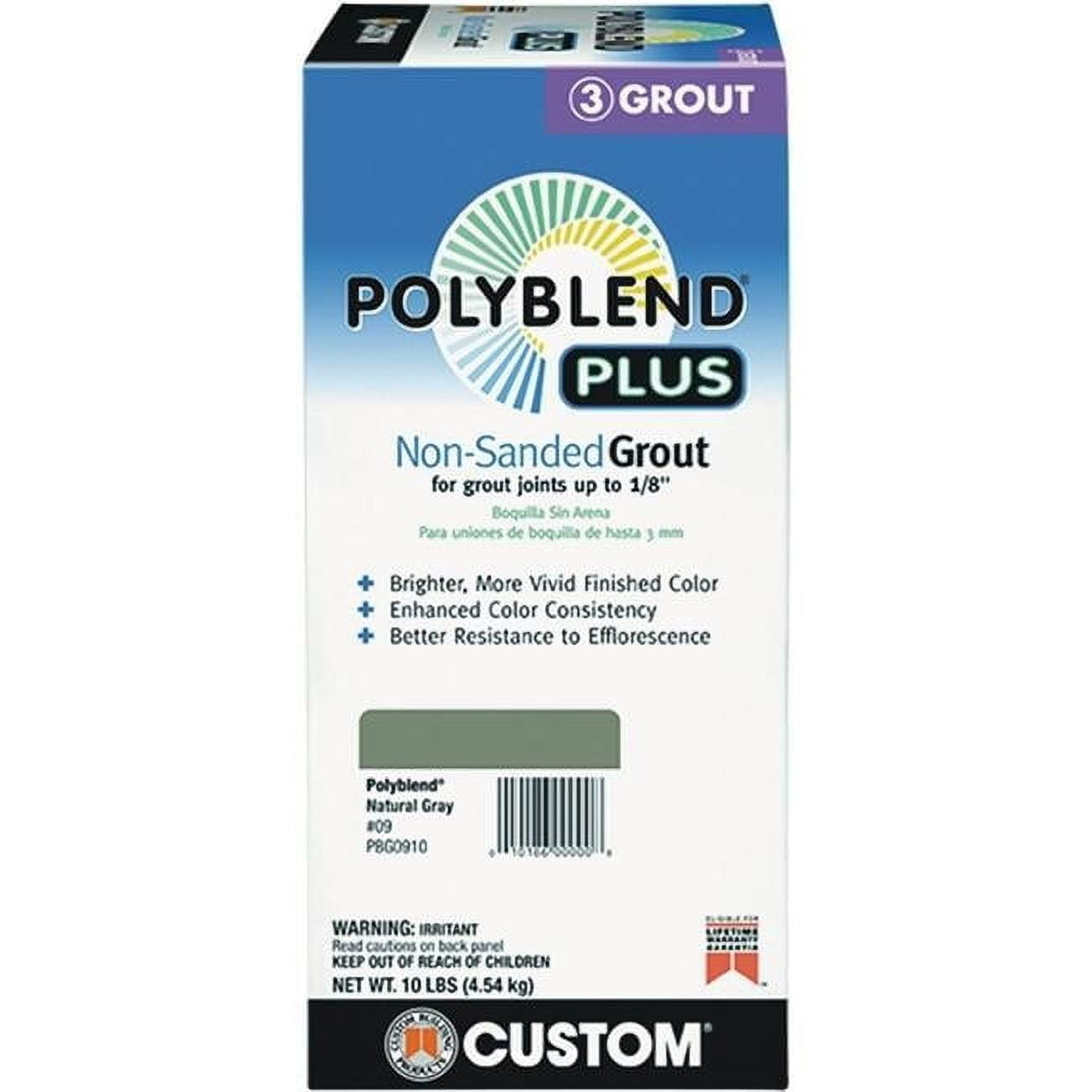 Polyblend Plus Natural Gray Non-Sanded Grout, 10 lb Box