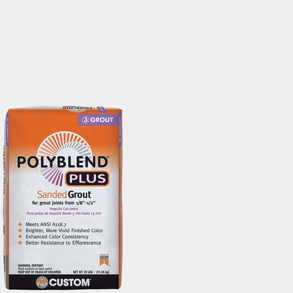 Polyblend Polyblend Plus Sanded Tile Grout - Easy to Clean - 25 Lb, Arctic White