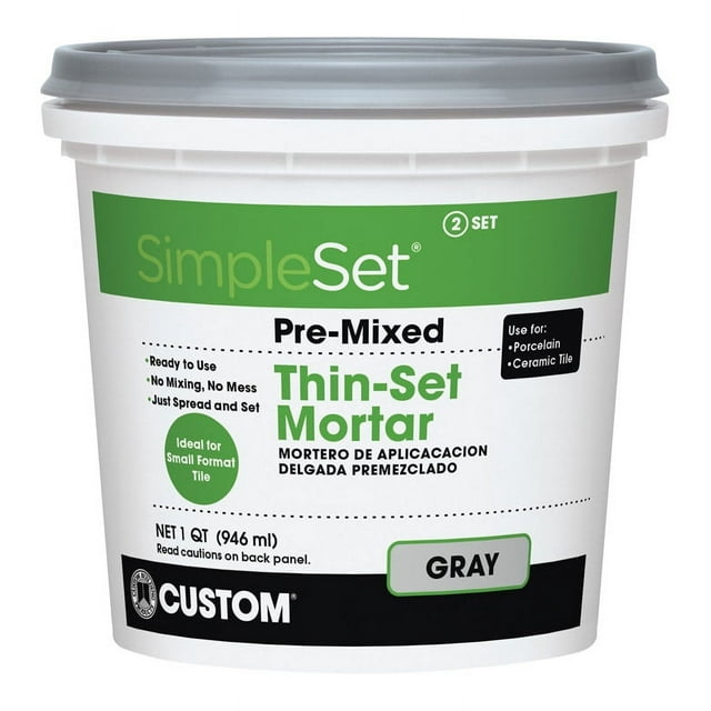 Custom Building Products CTTSGQT Thin-Set Mortar SimpleSet Gray 1 qt Gray