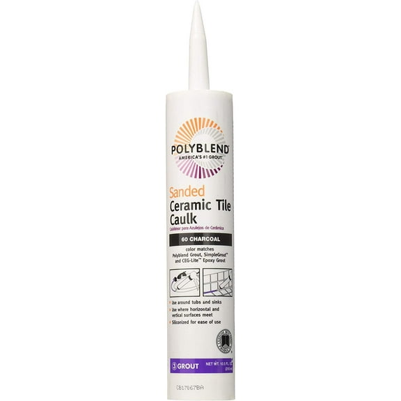 Custom Building Products Polyblend Sanded Ceramic Tile Caulk - Acrylic Latex - 10.5 Oz, Charcoal