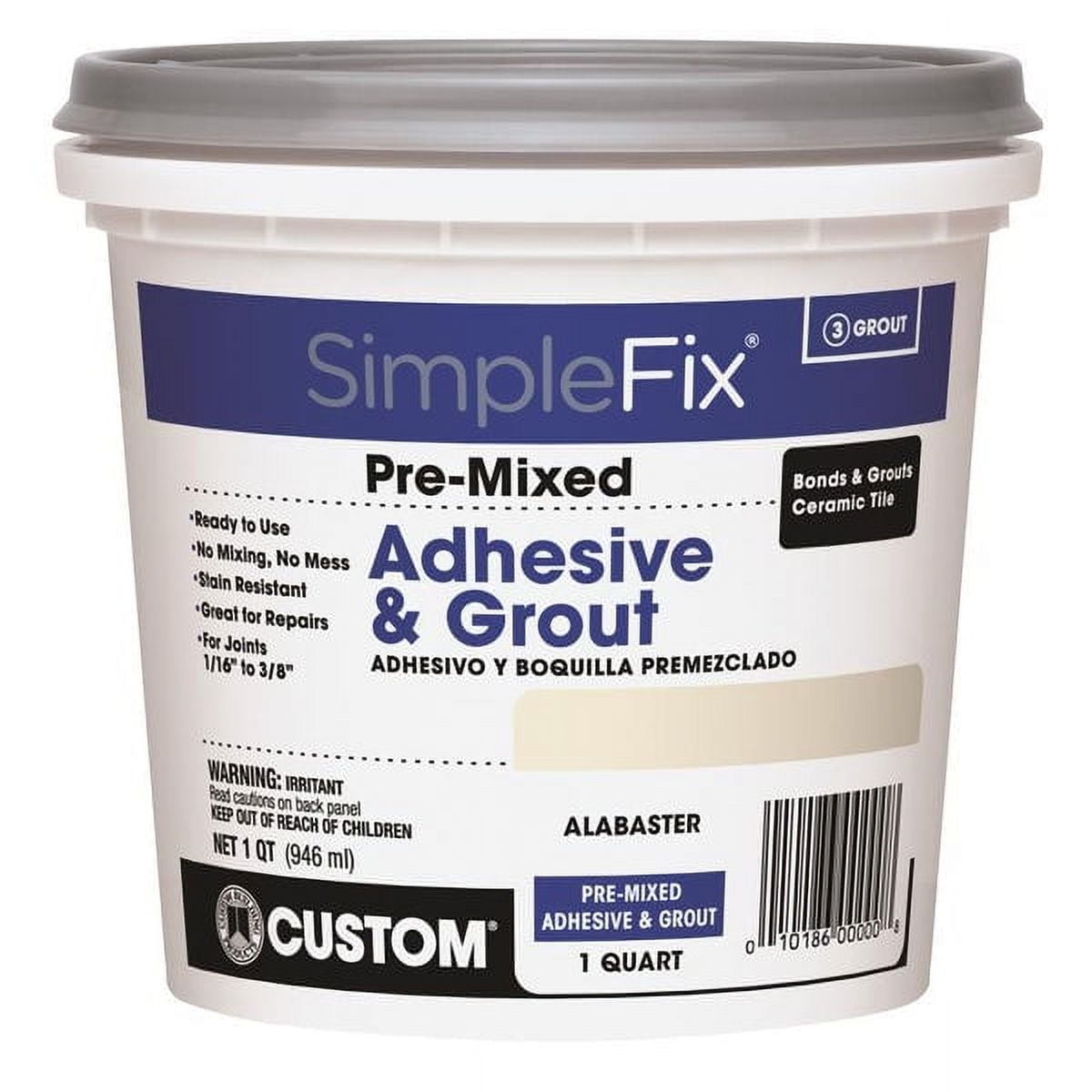 1 pc Custom Building Products SimpleFix Indoor Alabaster Grout 1 qt