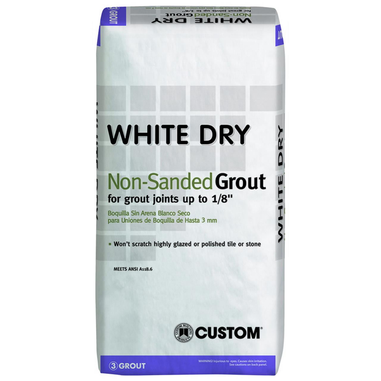 Custom White Non-Sanded Grout for Ceramic and Mosaic Tile, 25 lb