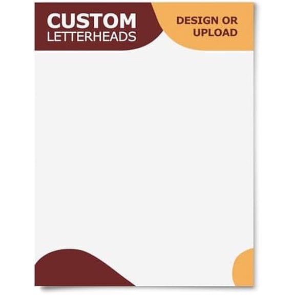 Custom Business Letterhead Stationery | 8.5 x 11 Vertical Letterheads | Personalize with Text, Image, or Logo | Premium Print Finish, 100 Qty$$Office