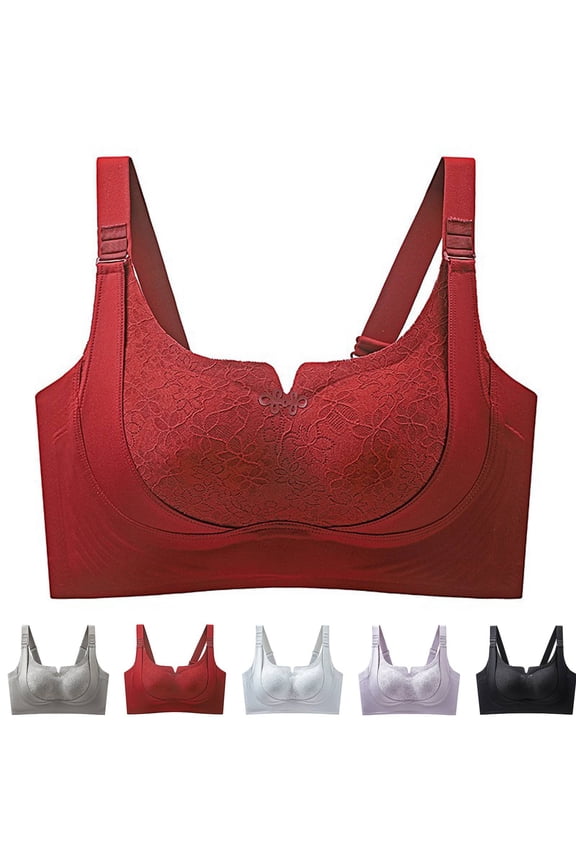 Custom Bust Lift Shaping Bra for Women Powerful Seamless Push Up Bras Wireless Full Coverage Supportive Comfy T-Shirt Bra Red 38