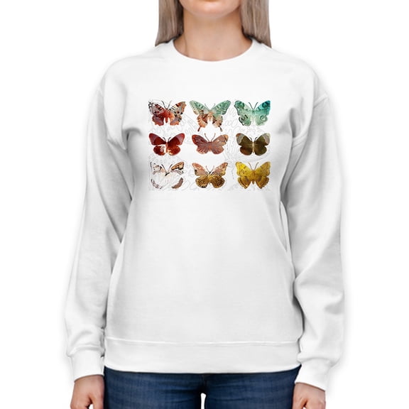 Custom Butterflies In Set Sweatshirt Women -Sisa Jasper Designs, Female x-Large
