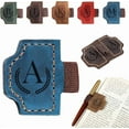 thumbnail image 1 of Custom Bygone Mark Bookmark with Pen Holder, 26 Letters Name Initial Personalized Leather Book Mark, Gifts for Book Lovers, Readers, Leather Book Marks for Men Women (Red, A), 1 of 10