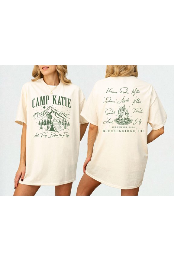 Custom Camp Bachelorette Shirt Mountain Bride Camping Party Tee