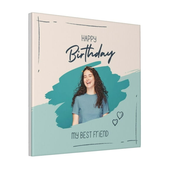 Custom Canvas Prints Aesthetic Happy Birthday Personalized Photo Image Collage DIY Framed Kit Wall Art Picture Room Decor 18x18 inch